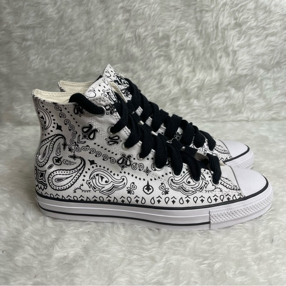 New men’s CONVERSE White & Black Bandana Print  Baca CTAS Pro Hi Top Size Men9 - Picture 7 of 14